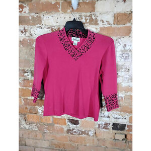 Vintage Ambra black and pink leopard print collar and cuffs L